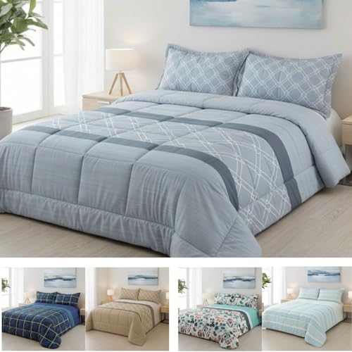 DONATELLA EDREDON Estampado Reversible Milan - 150 cm., Milan-Azul