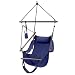 ONCLOUD Upgraded Unique Hammock Hanging Sky Chair, Air Deluxe Swing Seat with Rope Through The Bars Safer Relax with Fuller Pillow and Drink Holder Solid Wood Indoor/Outdoor Patio Yard 250LBS (Blue)