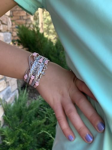 Image of Infinity Collection Love Dance Bracelet - Black, Silver & Blue Braided Multi-Strand Adjustable Wristband with I Love to Dance Heart Charm - Gift for Dancers, Teens & Dance Teams