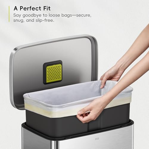 Image of EKO 13 Gallon / 40-60 Liter,110 Count Drawstring Trash Bags, Extra-Strong Unscented Garbage Bags, Easy-Dispense Roll for Kitchen & Household Use, Resists Tears, Leaks and Punctures, Code F, White