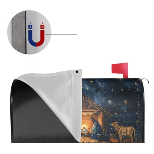 Image of Dujiea Vintage Christmas Mailbox Wrap - Magnetic Post Box Cover, Standard Size 21 inch(L) x 18 inch(W), Garden Yard Home Decor