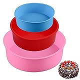 Silikonbackform Backformen Runde Tortenform Silikon Rund Kuchenbackform Tortenbackformen Für Kuchen Antihaft Tortenbackform Silikonbackformen Für Muffin Gelee Cupcake Torten Schokoladenkuchen 3 Stück
