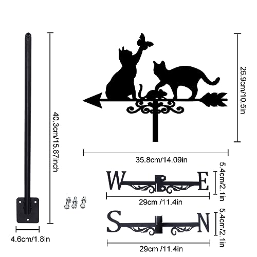 Superdant AJEW-WH0265-007-US23 Cats Weathervane Wrought Iron Wind Vane Cats thumb #1