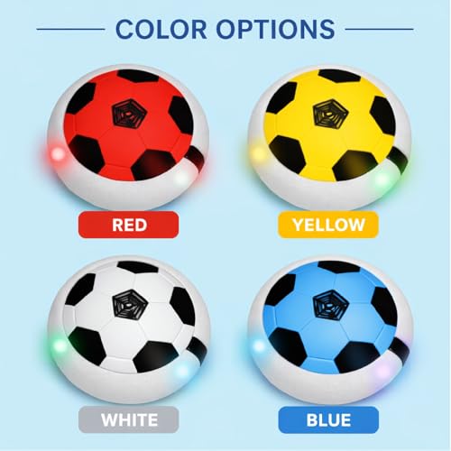 Image of Hover Football for Kids | Rechargeable LED Air Power Soccer Disc | Indoor Floating Football Toy with Soft Foam Bumper