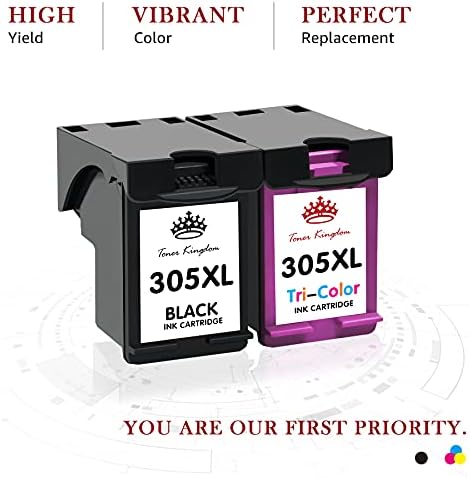 Toner Kingdom 305XL Replacement for HP 305XL 305 Ink Cartridges Remanufactured for HP DeskJet 2700 2710 2720 2724 DeskJet Plus 4110 4120 4130 Envy 6010 6020 6030 Envy Pro 6420 6430(1 Black 1 Color)
