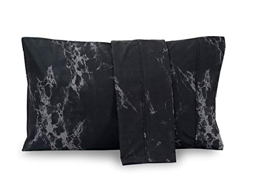 Elegant Comfort Luxury Ultra-Soft 2-Piece Pillowcase Set - 1500 Premium Hotel Quality Microfiber Double Brushed - Wrinkle Resistant, King Size, Marble Pattern Black