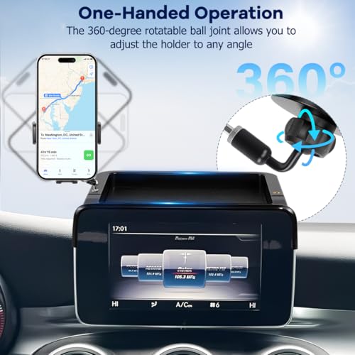 Image of Car Phone Holder Compatible with Mercedes-Benz GLC-Class 2016-2019 /C-Class 2015-2018 Accessories 7-Inch Screen Fixed Clip, Cell Phone Mount with Dash Tray Organizer Hands-Free 360 Rotation