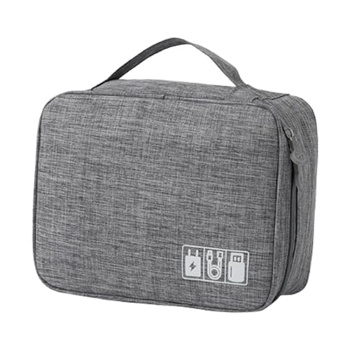 Roche Limit Travel Organizer Bag, Electronic Case Waterproof with Adjustable Divider&Removable Baffle, Double Layers All-in Storage Bag for Power Bank, Charger, Earphone, Cosmetic Black Grey
