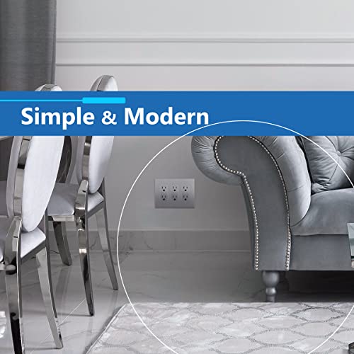 Image of LIDER Decorator Switch Cover, Screwless Wall Plate, Mid-Size 3-Gang 4.88 inch x 6.77 inch, LSWP-33M-SV, UL Listed, Thermoplastic, Matte Silver, 1-Pack