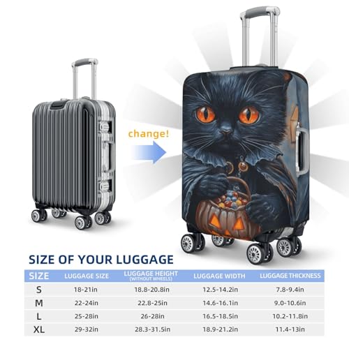 Halloween Black Cat Holding Candy Bag Elastic Travel Luggage Covers Dustproof Scratch-Resistant Suitcase Protector Fit 22-24 Inch4