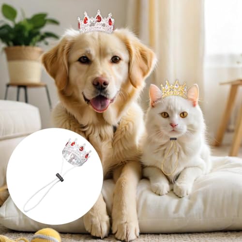Corona para mascota ajustable con piedras brillantes miniatura 5
