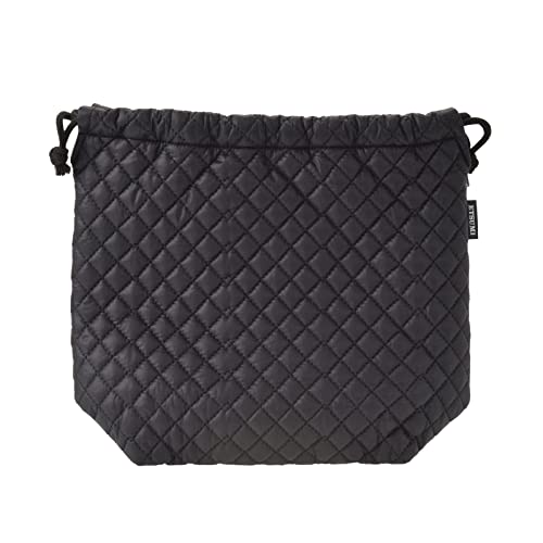 Etsumi VE-5306 Quilted Pouch II, Drawstring Bag, Large, Black, Made in Japan2