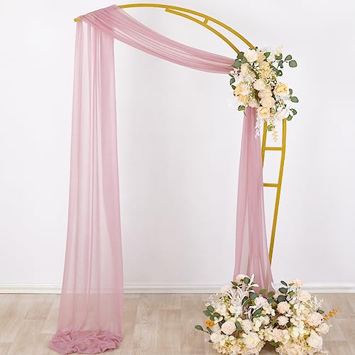 Image of Socomi Wedding Arch Draping Fabric 29 inch x 20Ft 1 Panel Dusty Rose Sheer Outdoor Curtain Drapes Extra Long for Bridal Baby Shower Ceremony Birthday Party Decor