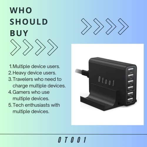Image of Multi Port Laptop /Mobile Charger Adapter 60 Watt 6 in 1 USB Port, All USB Mobile Devices, Laptops | Fast Charging Adapter with Quick Charger Support