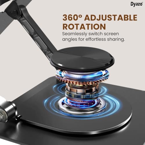 Image of Dyazo Foldable 360 Rotating Laptop Stand | Adjustable Height & Angle Laptop Riser with Swivel Base & Anti-Slip Grip | Fits Upto 15.6 inch Notebooks | Compatible for MacBook, Dell, HP, Lenovo & More-Black