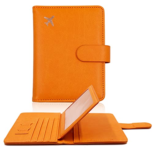 Image of Melsbrinna Rfid Passport Holder for Travel women /Men, Cute Passport Wallet Rfid Blocking Card Slots, Rfid Passport Cover /CaseTravel Wallet, Passport Book Holder (1, Orange)