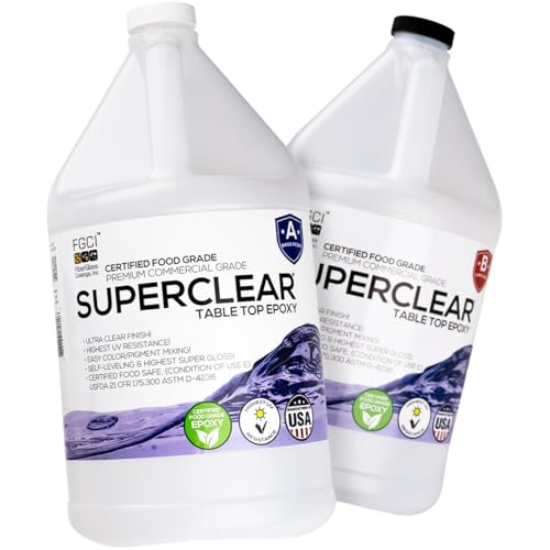 Superclear Table Top Epoxy Resin, Crystal Clear 1:1 Protective Coating for Tabletops, Bar Tops...