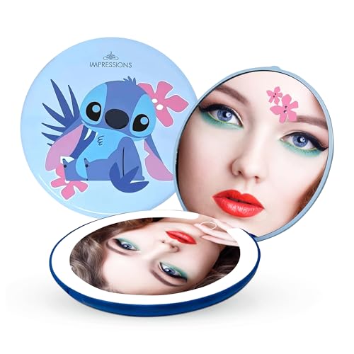 Miroir compact double face Stitch LED luminosité réglable