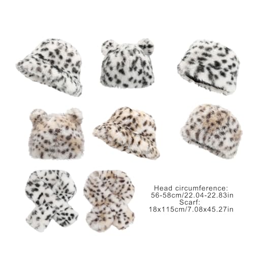 Leopards Print Hat,Leopards Print Hat Set Warm Plush Hat Casual Outdoor Hat Portable Winter Hat for Women and Teens3