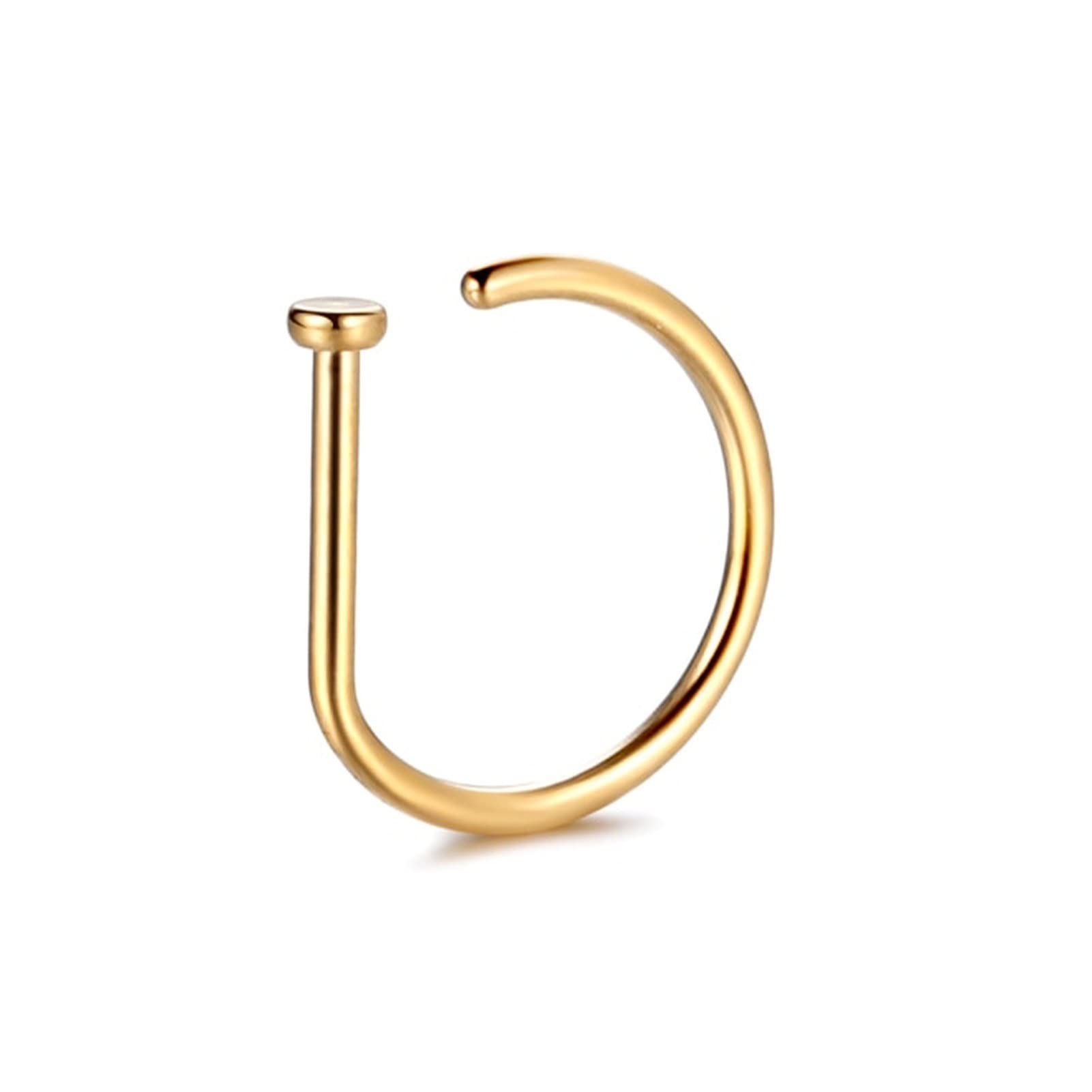DUnLap Joyas 1pc F136 Piercing de nariz falso de titanio 1 8g 20g d Tragus formado Stud Pendiente Hoop Septum Ring Nasal Joyería del cuerpo Anillo De La Nariz Oro