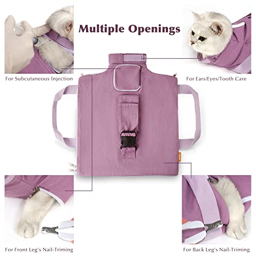 Cat Grooming Bag for Nail Trimming, Pet Grooming Hammock for Vet Visits, Adjustable Anti-Bite and Anti-Scratch Cats/Dogs Restraint Bag for Injection, Medicine Taking - Size S