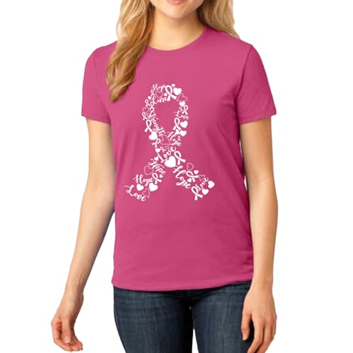 Women's Ribbon Word Art T-Shirt – Heliconia Medium