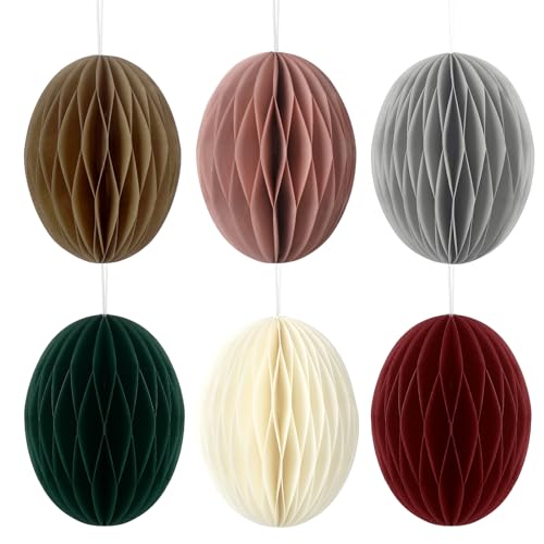 Tenare 24 Stück Ostereier Hängende Ornamente Waben Ostereier für Frühling 3D Wabenbälle Deko Papier Ostereier zum Aufhängen Osterdeko für Girlande Ostern Hase Mottoparty Deko (Sortierte Farben)