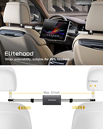 elitehood Aluminum iPad Holder for Car, Back Seat Anti-Shake Car Tablet Holder, Adjustable Headrest iPad Car Mount for iPad Mini, iPad, iPad Air, iPad Pro 12.9 11, Switch, and 4-13in Tablets & Phones - Image 5