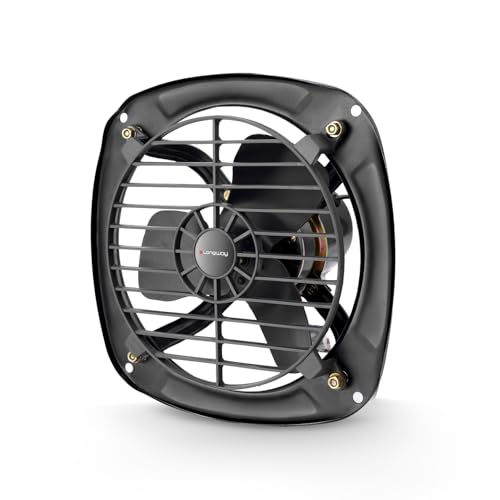 LONGWAY Ventilo 9 Inch/230 mm Energy Efficient Exhaust Fan | High Speed Powerful Motor | Low Noise Operation & Easy to Clean | Suitable for Bathroom, Kitchen, Office | 2 Years Warranty (Marble Black)