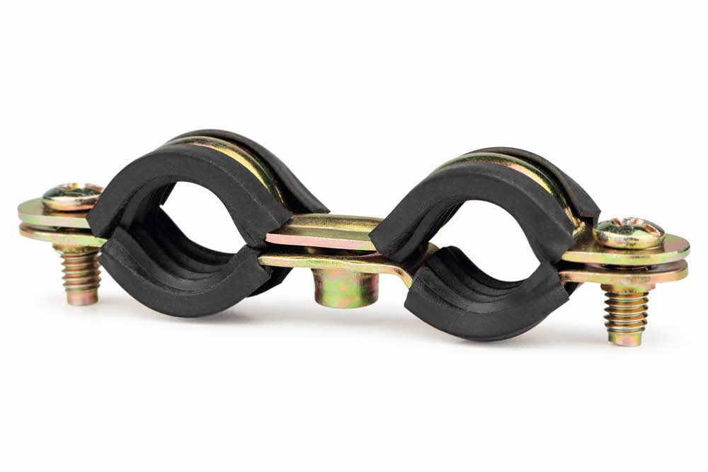 Abrazadera doble isofónica M6 pour stopper les bruits de tuyaux de 28 mm