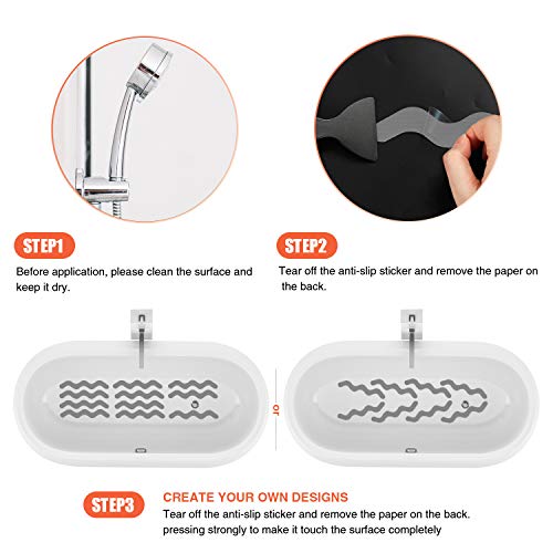Anti Slip Shower Stickers, Adhesive Decals Safety Strips Scraper for Bath Tub, Shower, Stairs, 24 Pieces (Gray) - Image 6