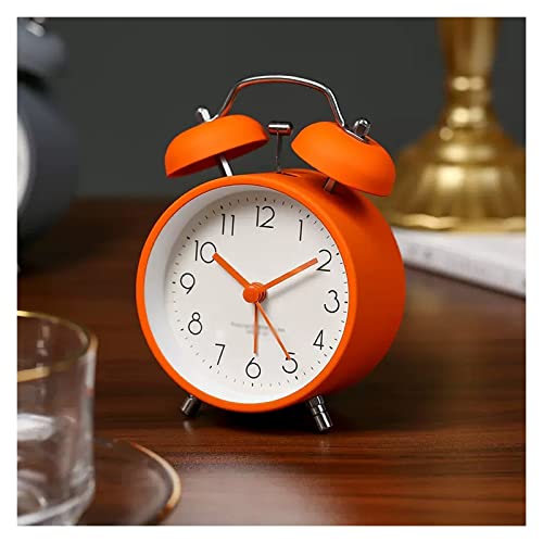 despertador Reloj despertador con dos campanas, súper silencioso, sin tictac, de 3 pulgadas, con retroiluminación, sin repetición, funciona con pilas, for dormitorio, campana fuerte for personas que d