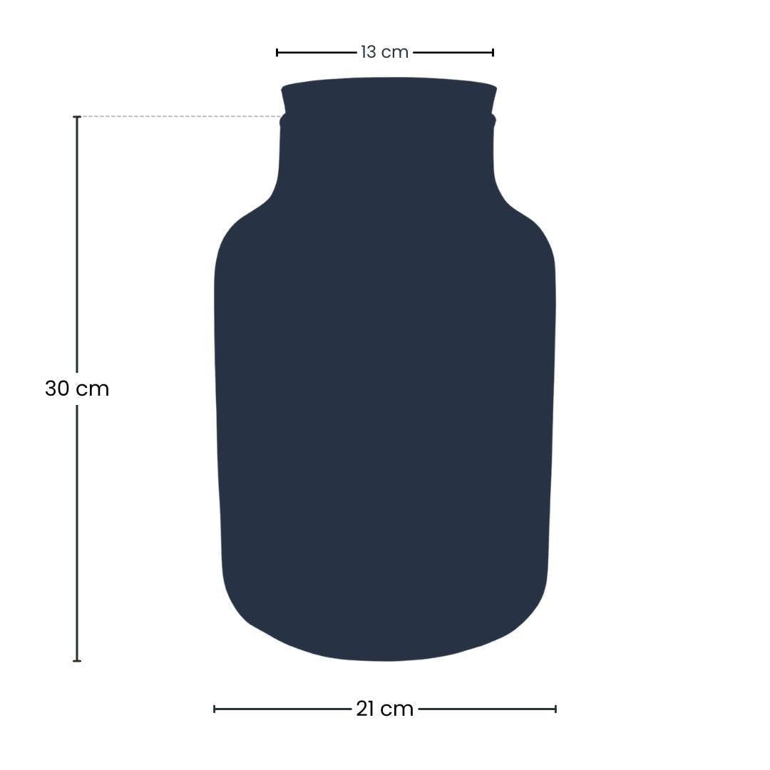 Terrarienflasche „Milky“ mit LED-Korkdeckel – Ø21cm 30cm – Glasflasche aus Recyclingglas – ca. 9L Volumen – Ideal für DIY-Terrarien & Mini-Ökosysteme – Mit Beleuchtung