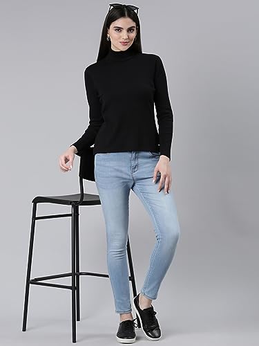 Image of TWIN BIRDS Women Cotton Turtle Neck Ribbed Tee | Full Sleeve Winter Top