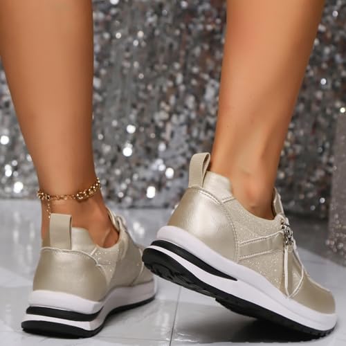 Women's Platform Fashion Sneakers Mesh Breathable Zero Drop Minimalist Summer Walking Sneakers Sparkling Casual Fashion Non-Slip Tennis Shoes4