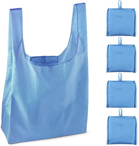 Reusable Grocery Bags, Tote Foldable into Attached Pouch