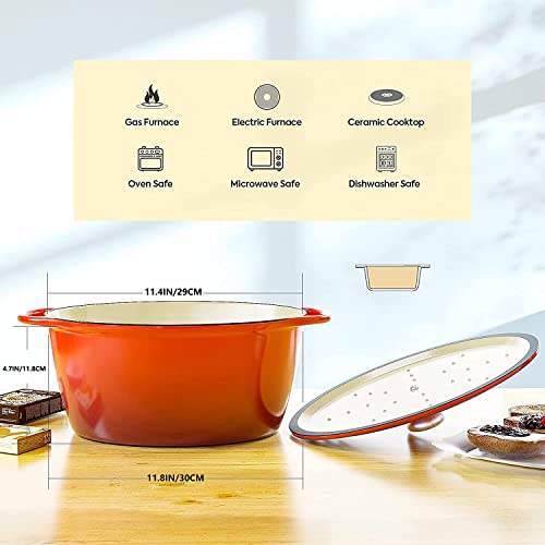 Huabang Enameled Cast Iron Dutch Oven With Lid,Cast Iron Pot, Diameter Suitable For All Kinds Of Cookware And Induction Cooker,Dishwasher,Suitable For Making Food (5.3 Quart, Cerise Oval) #TOP1