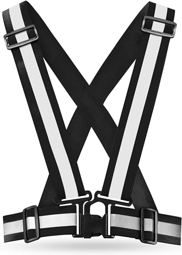 AVANA Chaleco reflectante, chaleco de seguridad reflectante, chaleco de seguridad ajustable, ligero, alta visibilidad, correr, bicicleta, moto, para adultos y jóvenes (negro)