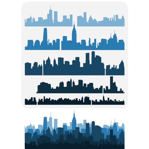 FINGERINSPIRE Layered City Silhouette Stencil