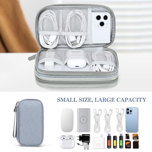 Image of FYY Electronic Organizer, Travel Cable Organizer Bag Pouch Electronic Accessories Carry Case Portable Waterproof Double Layers All-in-One Storage Bag for Cable, Charger, Phone, Earphone Light Grey