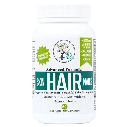 Hair Skin & Nails Vitamins- Premium - Biotin, Collagen, Keratin & Natural Herbs - Look Your Best! Hair Growth Supplement, Unique Effective Formula, 60 Tablets RMB Naturals Hair Skin & Nails Vitamins- Premium - Biotin, Collagen, Keratin & Natural Herbs - Look Your Best! Hair Growth Supplement, Unique Effective Formula, 60 Tablets RMB Naturals