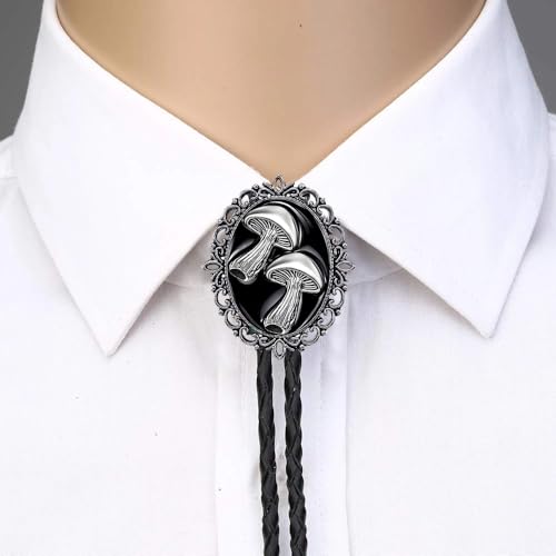 Image of Jeilwiy Bolo Tie for Men Western Cowboy Tie Necklace Gold Bolo Tie Leather Necktie Halloween Tie Accessories for Women