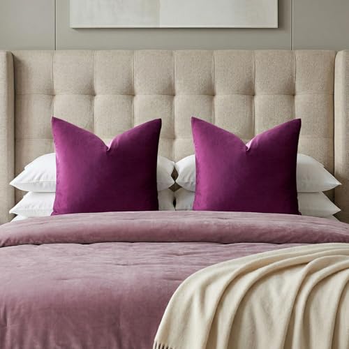 Image of GIGIZAZA Decorative Throw Pillow Covers 26x26,Purple Square Couch Pillow Covers,Velvet Sofa Boho Cushion Pillows
