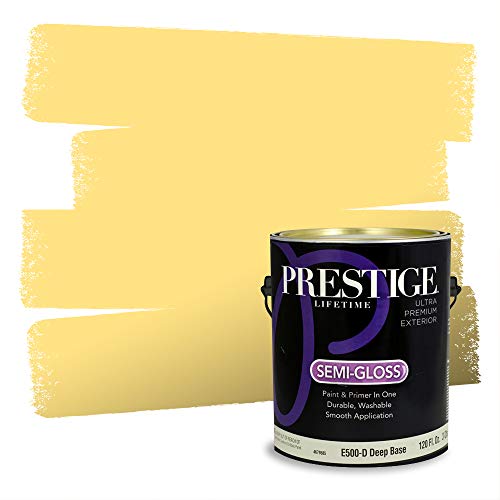 PRESTIGE Paints Exterior Paint and Primer In One, 1-Gallon, Semi-Gloss, Comparable Match of Valspar* Tangy Lemon*