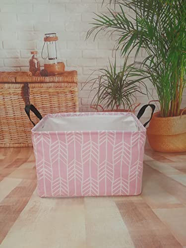 Image of Girls Storage Basket Foldable Pink Box Baby Hamper Collapsible Organizer Bin Gift Shelf for Home and Kitchen Outdoor
