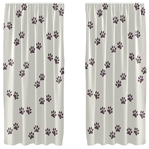 Cortinas opacas de huellas para habitación infantil con dos paneles de microfibra 2
