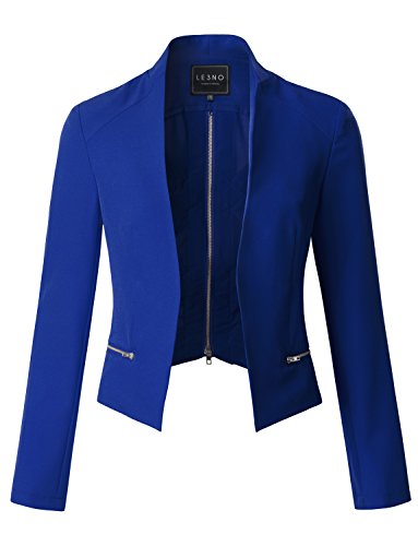 LE3NO Womens Textured Fitted Open Blazer Jacket