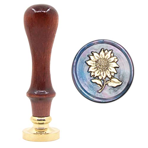 YOLAKIS Sunflower Wax Seal Stamp Sunflower Seal Stamp Retro Wood Sealing Stamp for Wedding Envelopes Invitation Decoration (Sunflower)