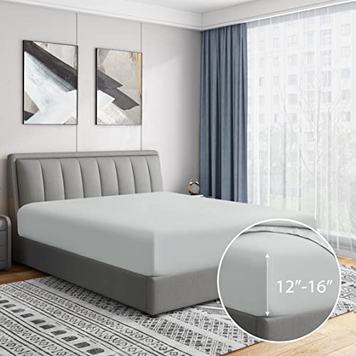 Cathay Home Luxury Wrinkle and Fade Resistant Double Brushed Ultra Soft Microfiber 14-Inch Standard Pocket Single Fitted Sheet