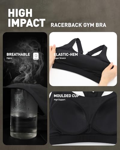 Image of RUNNING GIRL Sports Bras for Women High Support, Adjustable Straps High Impact Racerback Bra with Hook Closure Molded Cup